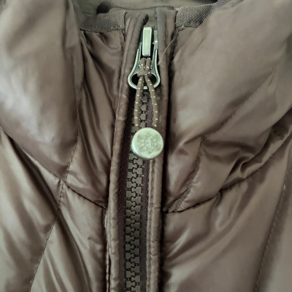 Eddie Bauer Astoria Down Parka Size Large Hooded Brown Long - Picture 5 of 9